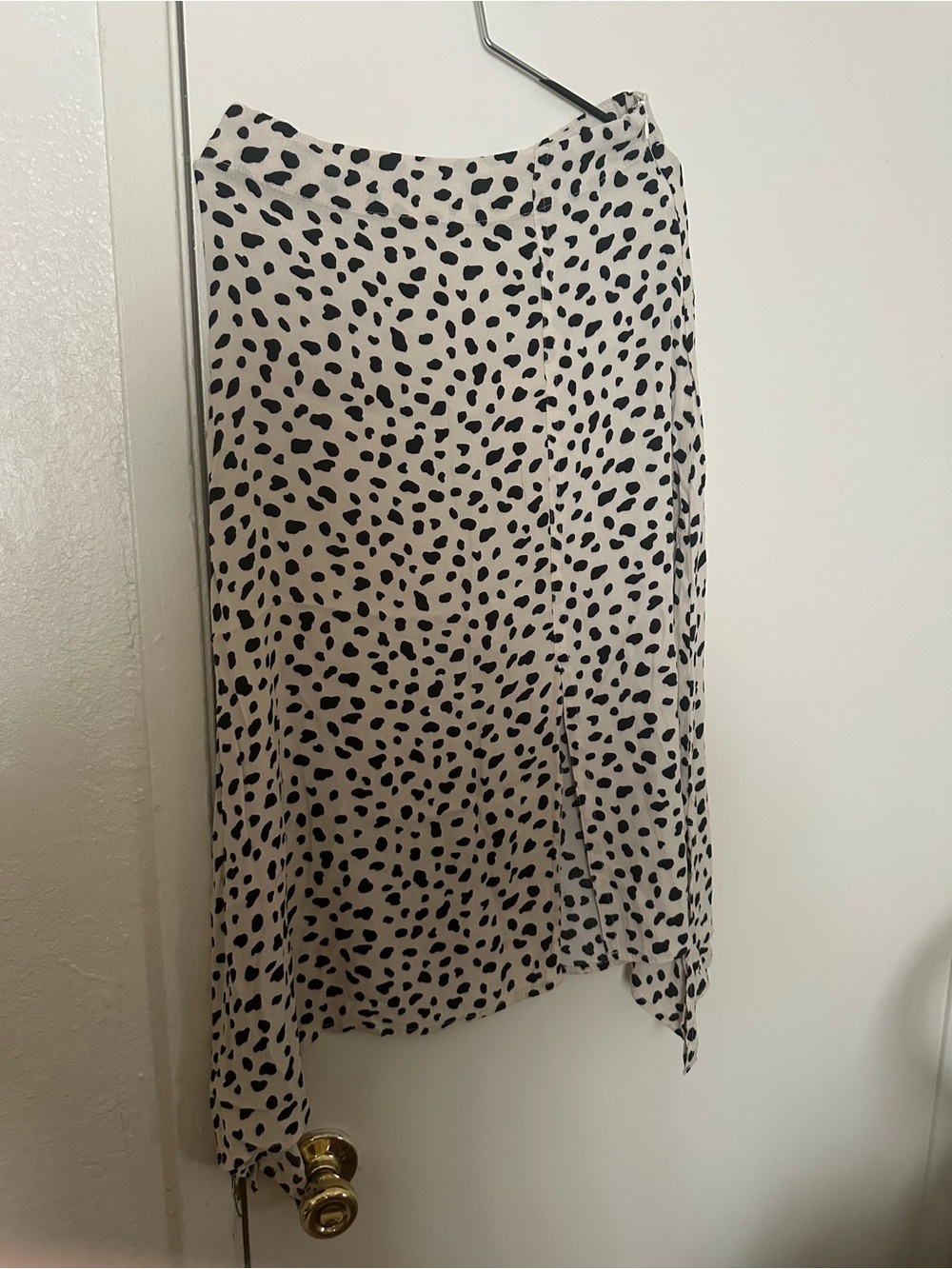 Lulus Cream and Black Asymmetrical Polka Dot Skirt